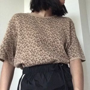 Vintage leopard print knit top circa 80s/90s